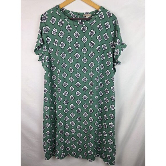 Loft Outlet Women's Dress Size XL Green Short Sleeve Shift Dress